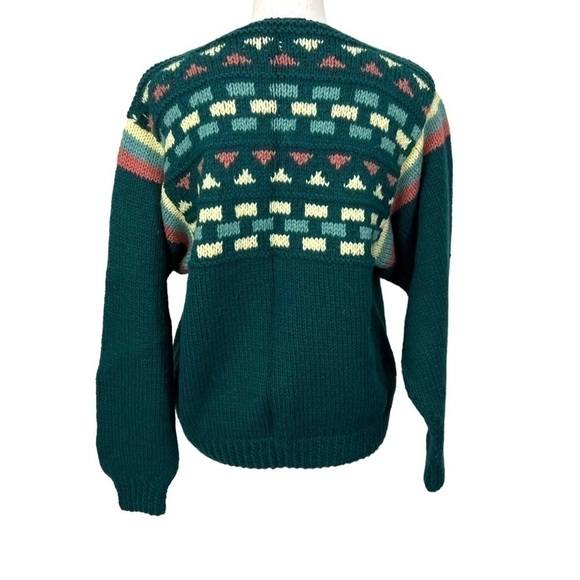 Vintage Handmade Boatneck Sweater Geometric Print - Picture 2 of 10